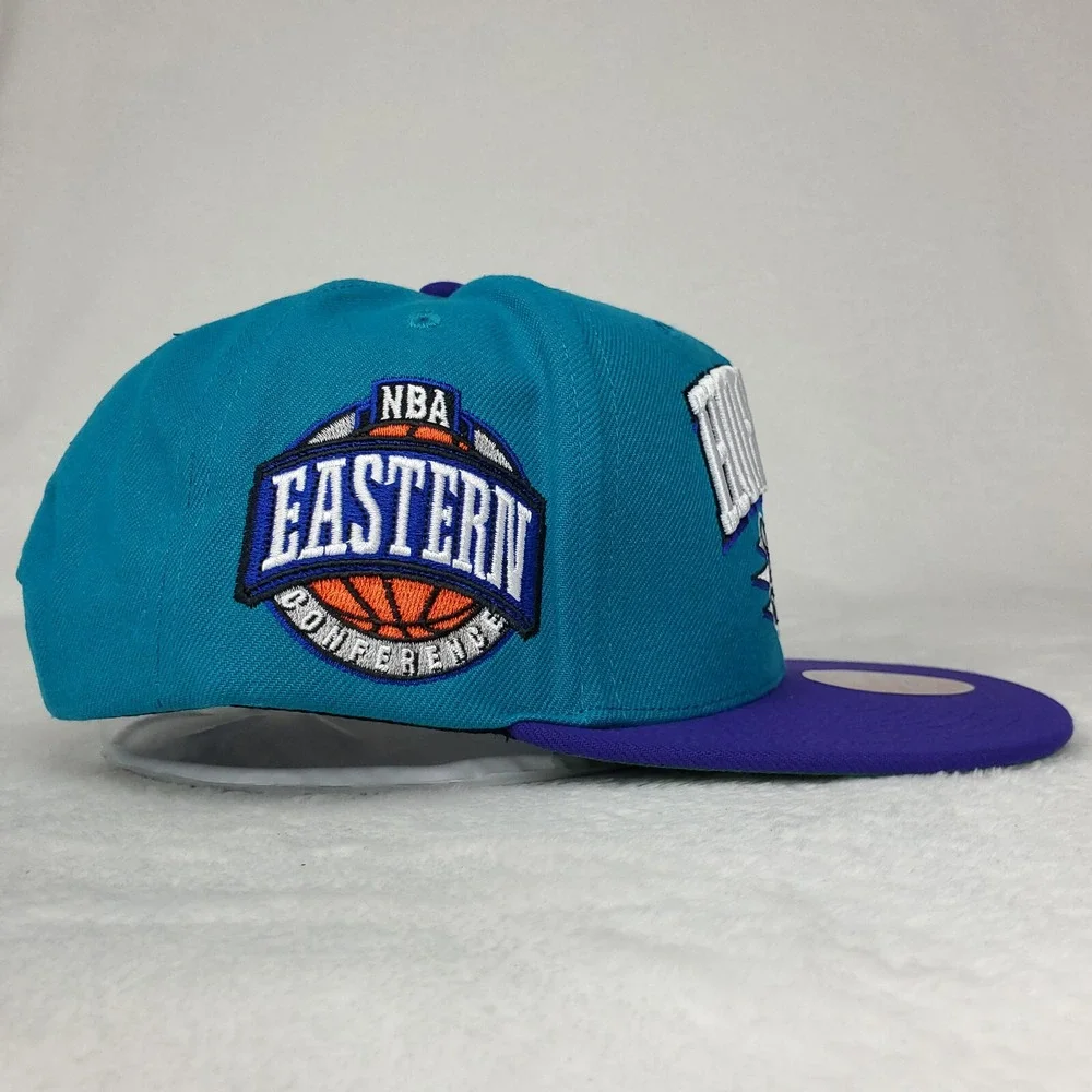Charlotte Hornets Mitchell & Ness NBA Snapback Hat‎ Cap 3D Logo Teal Purple NWT